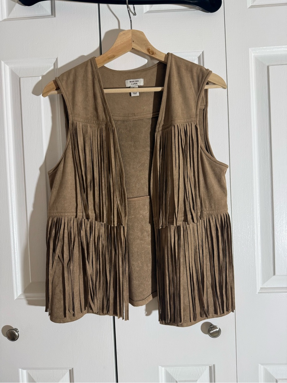 Marina Luna Tan Suede Fringe Vest
